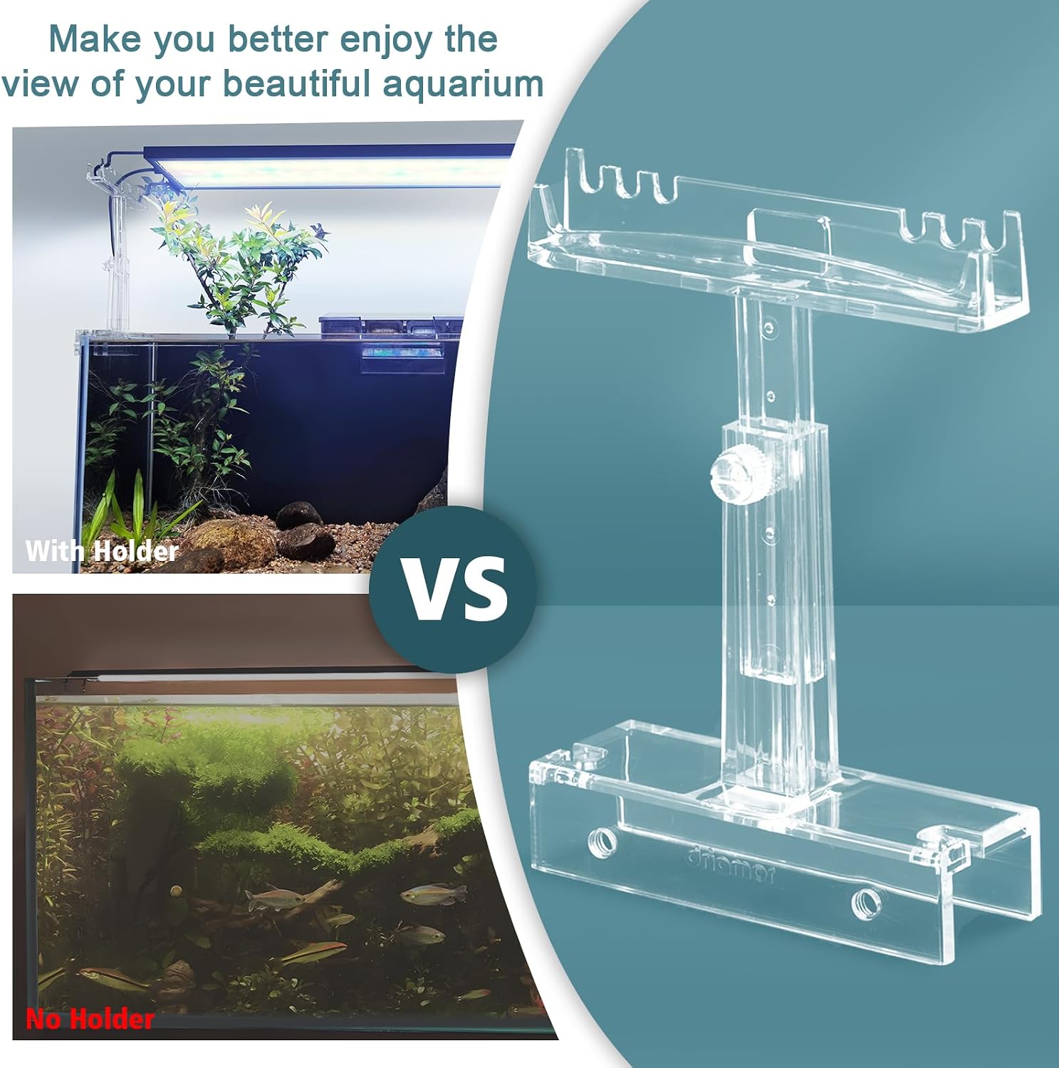 driamor Aquarium Light Holder Adjustable, Clear Acrylic Fish Tank LED Light Riser Stand Aquarium Lamp Brackets Kit 2pcs Transparent Support for Width 2.34-4.7 Inches Light with Extendable Bracket - Image 3