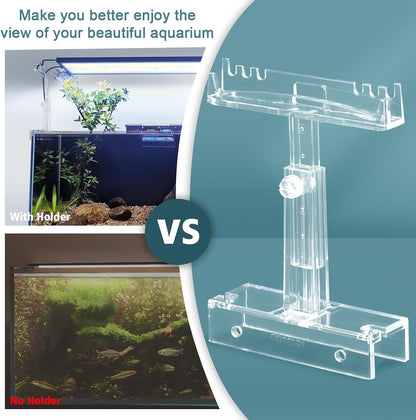 driamor Aquarium Light Holder Adjustable, Clear Acrylic Fish Tank LED Light Riser Stand Aquarium Lamp Brackets Kit 2pcs Transparent Support for Width 2.34-4.7 Inches Light with Extendable Bracket - Image 3