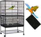 Daoeny Large Bird Cage Cover, Bird Cage Seed Catcher, Adjustable Soft Airy Nylon Mesh Net, Birdcage Cover Skirt Seed Guard for Parrot Parakeet Macaw African Round Square Cages (Black) - Image 12