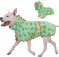 LovinPet 3-in-1 dog winter coat green dinosaur design front view imported pet apparel
