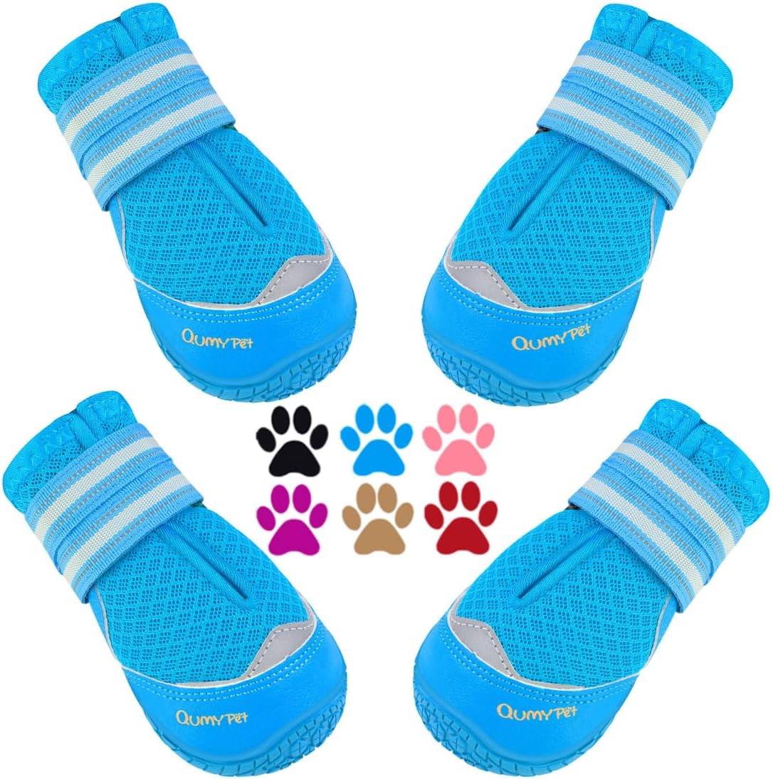 Packaging of Qumy 4 piece dog boot set