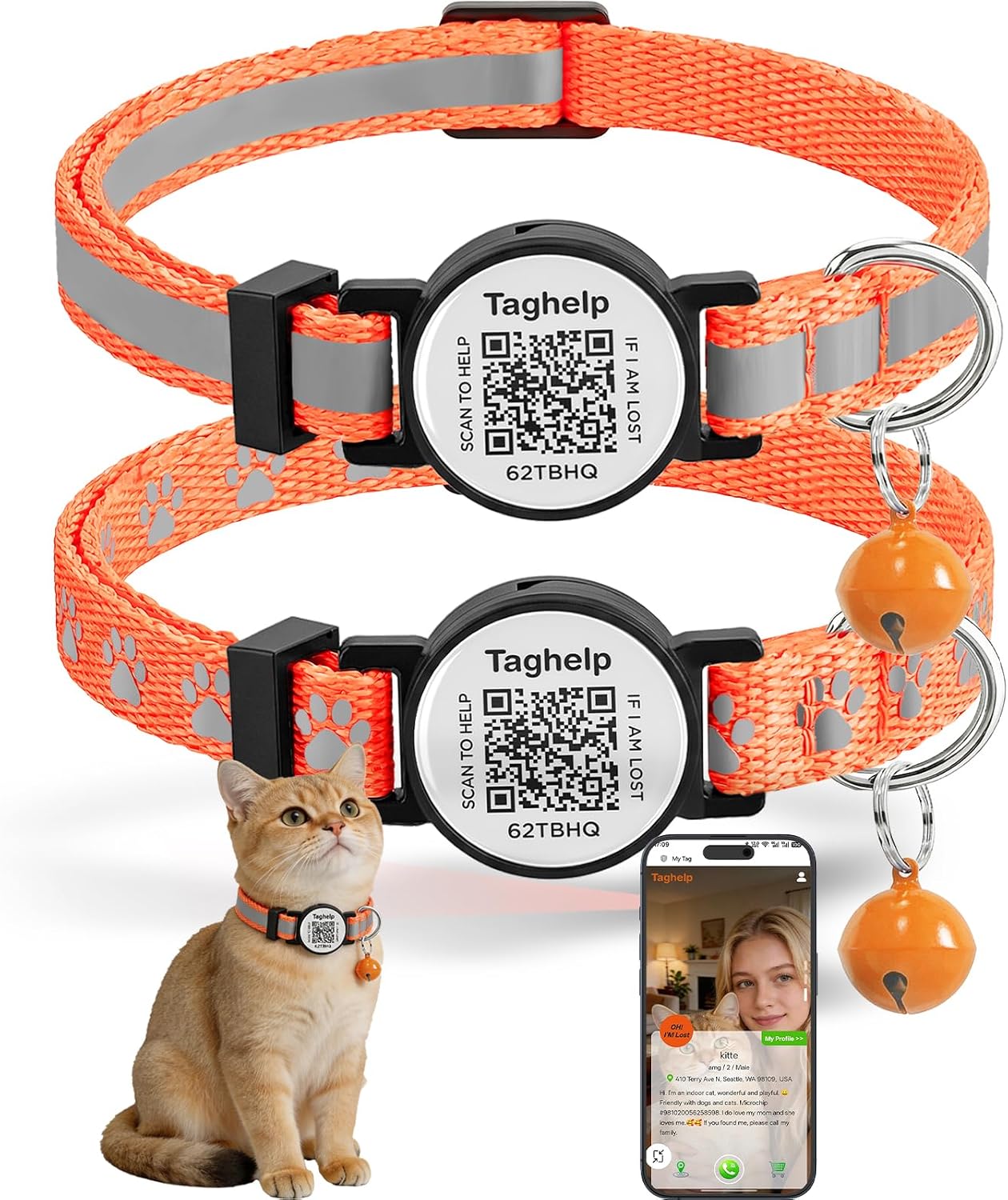 2 Pack Solid & Safe Safety Kitten Collars with Smart QR Code ID Tag for Girl Boy for Cats, Pet Collar, Breakaway Cat Collar,Silent, Lightweight,Durable QR Code Pet ID Tags (Blue) - Image 14