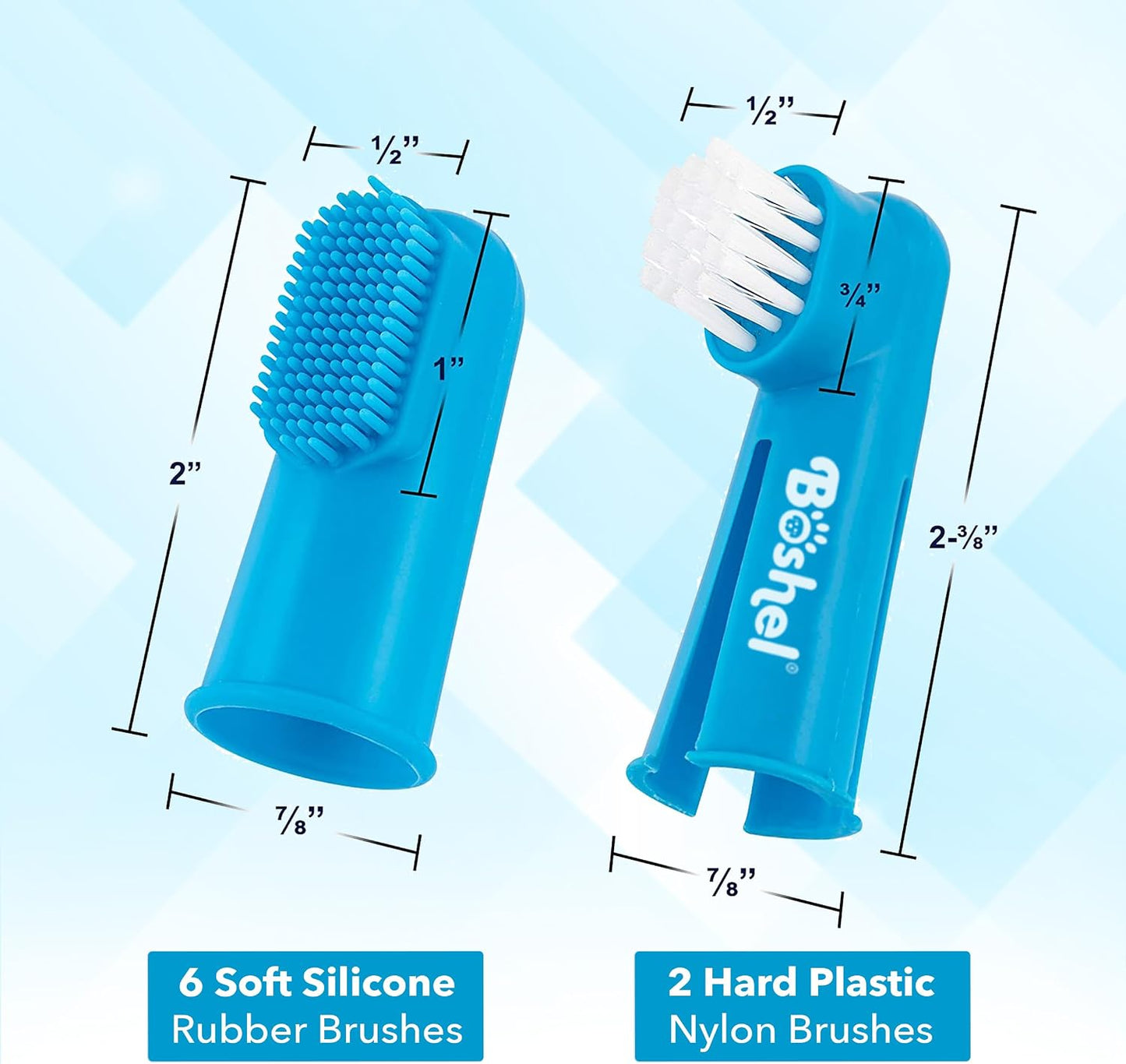 Blue silicone finger toothbrush for pet dental care