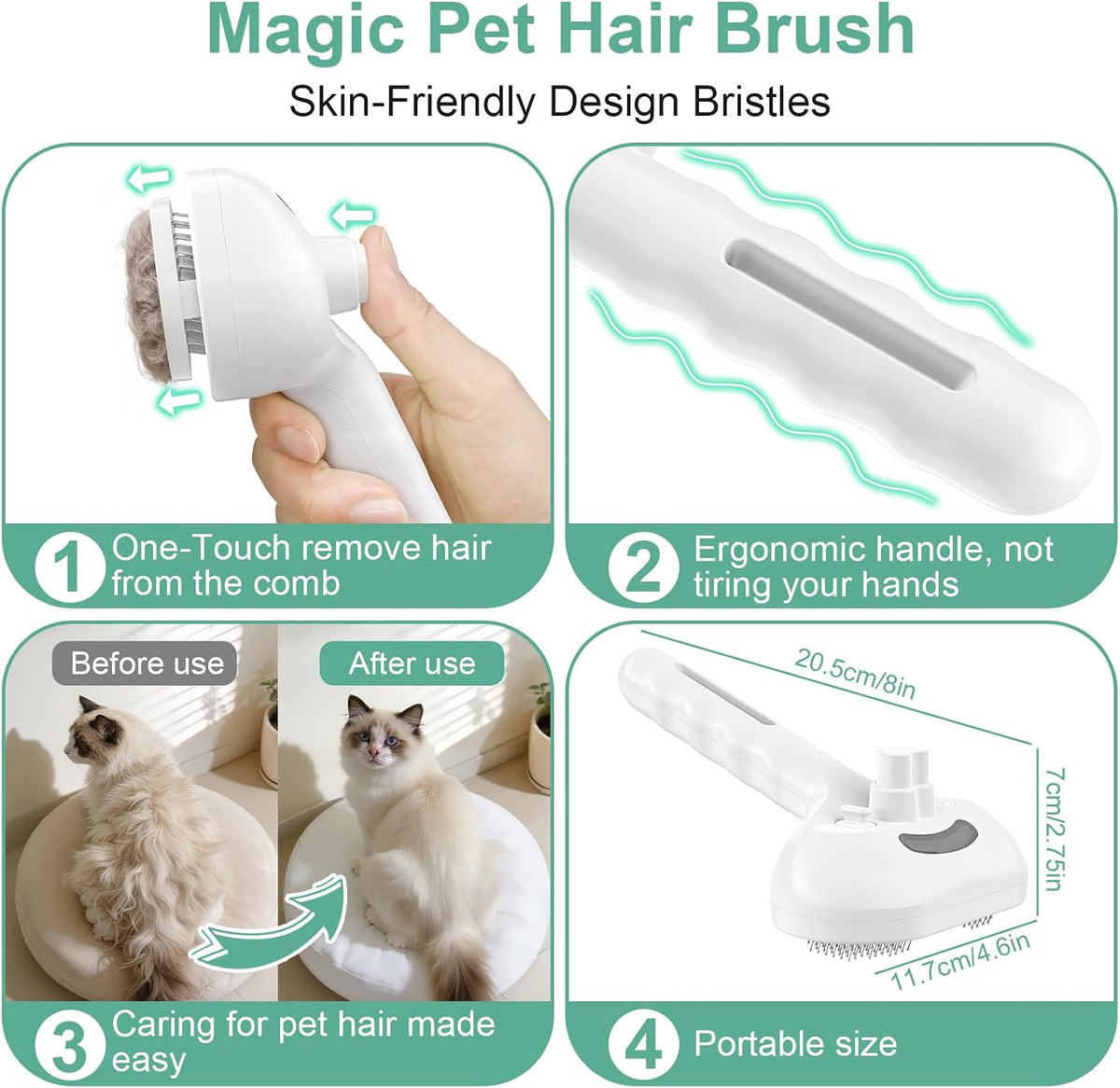 Viphope pet steam brush with USB charging cable