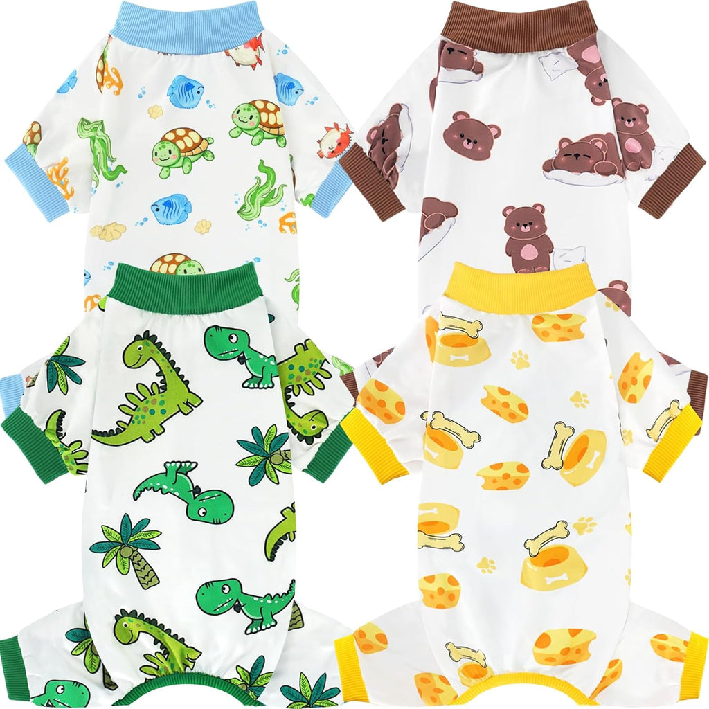 XPUDAC 4 Pack Dog Pajamas Soft Strechy Summer Doggie Clothes for Small Medium Dogs Boy Girl Dog Onesie Puppy Pjs Cat Apparel-Medium - Image 11