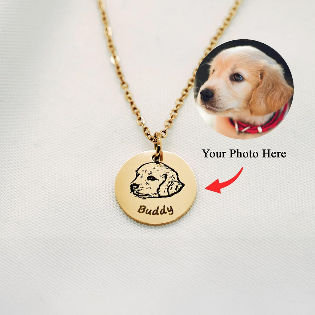 Close up of personalized cat loss remembrance jewelry with custom name engraving