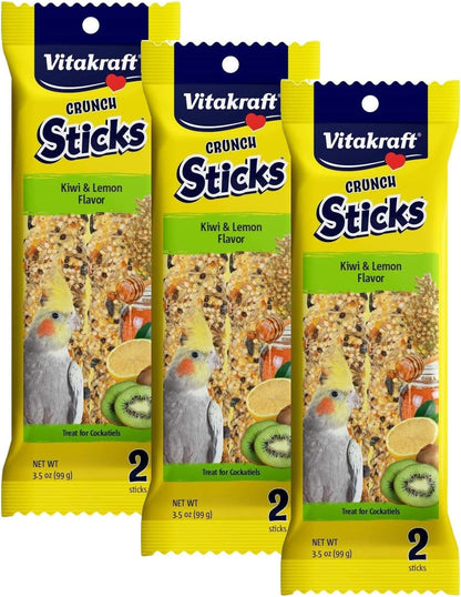 Vitakraft Crunch Sticks Cockatiel Treats Golden Honey Flavor - Triple-Baked Snack with Vitamins A D3 E Riboflavin and B12 - Natural Wood Chew Center and Cage Clip Holder - Engaging 2 Stick Pack - Image 9