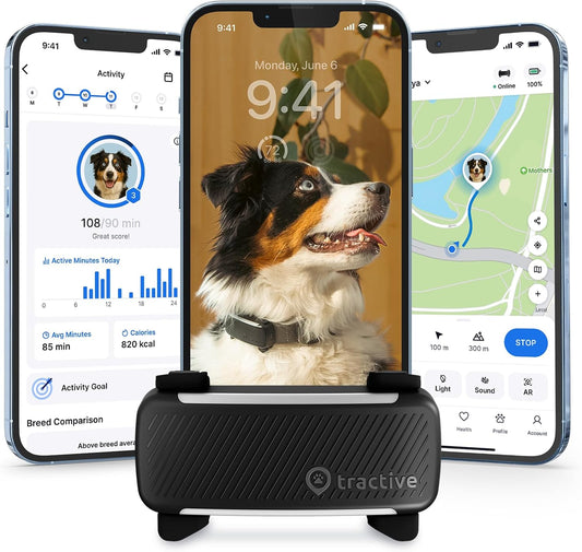 Tractive Smart Dog GPS Tracker black front view