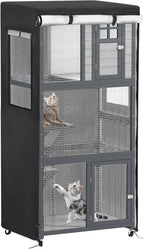 Catio Cover, 37" L x 23.5" W x 50" H Waterproof Cover for Outdoor Cat Enclosure, 420D Cat Cage Cover for Homey Pet Cats Cages, Black (Catio Not Included) - Image 12