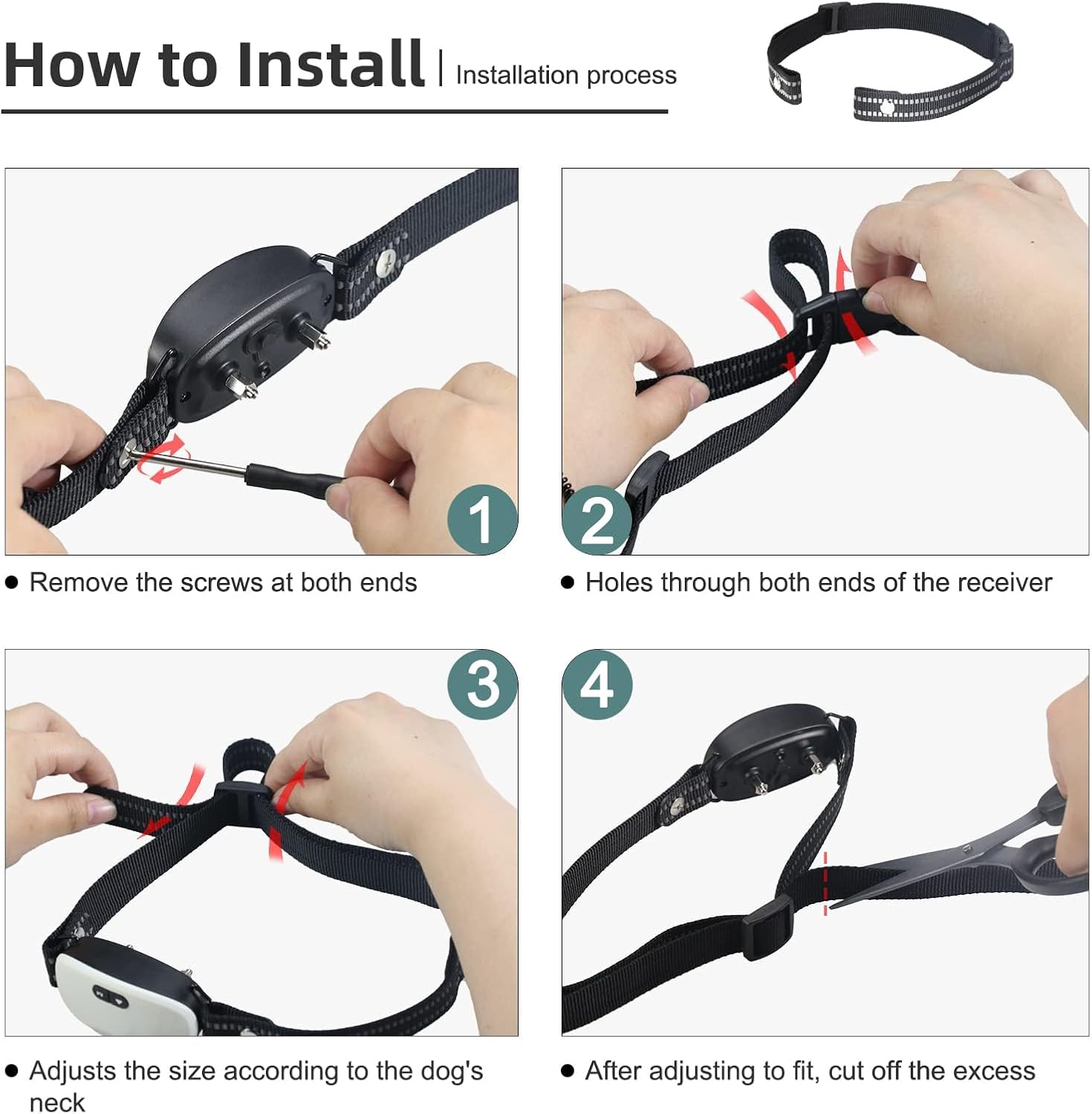 Universal replacement belt for dog bark collar module