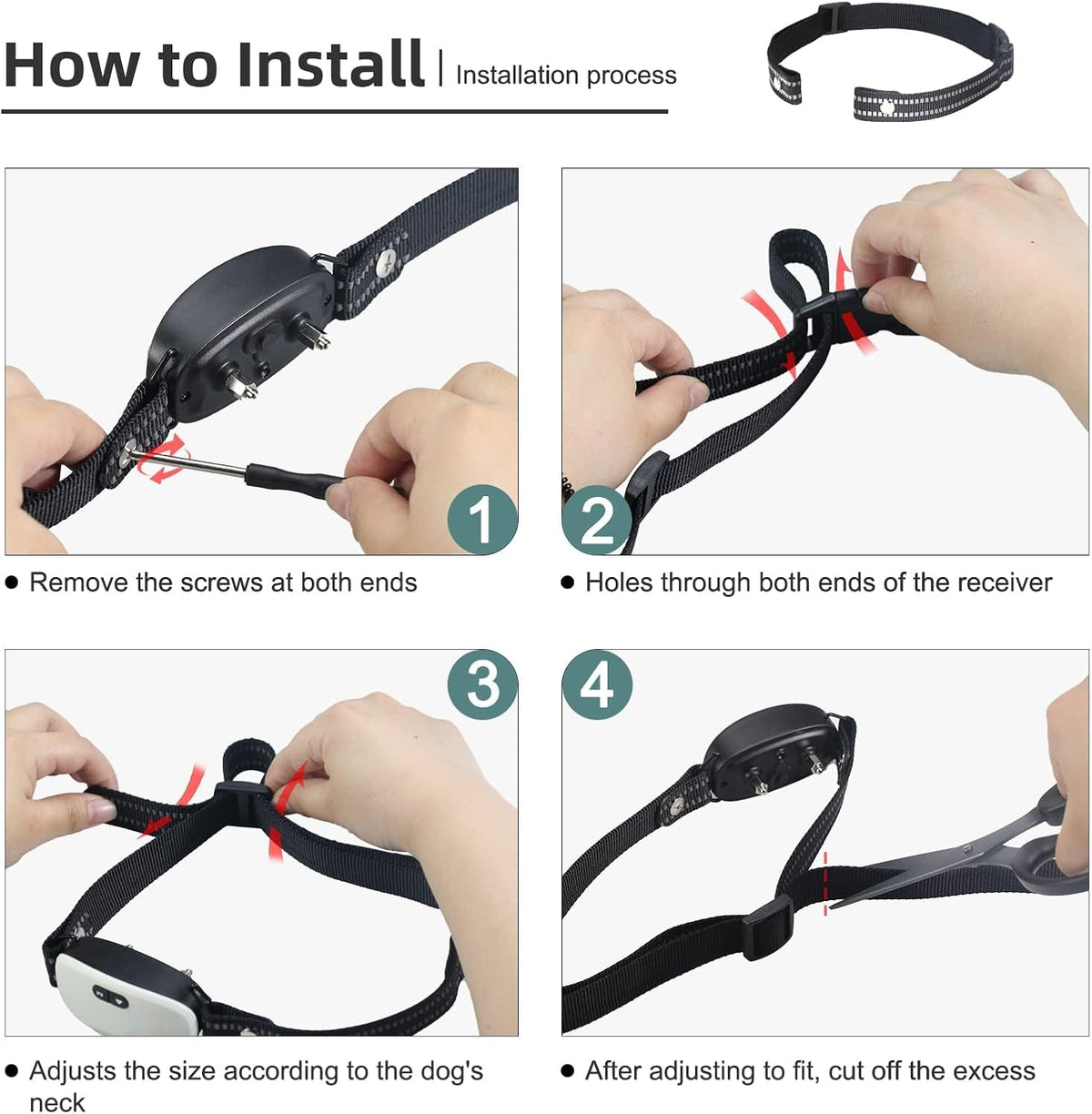 Universal replacement belt for dog bark collar module