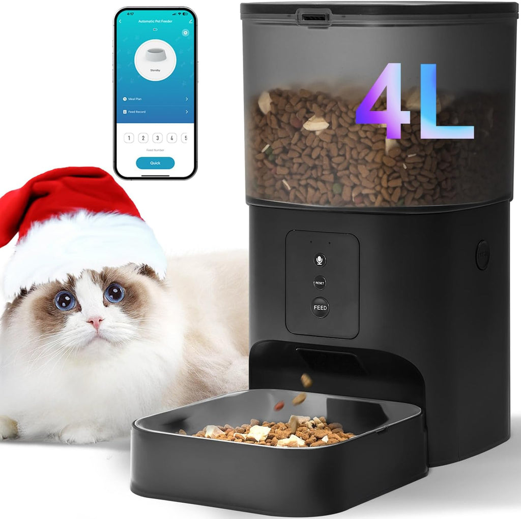 ANDOLL HOME 2.4G/5G Automatic Cat Feeder, 4L WiFi Food Dispenser with 10s Voice Recorder, Pet Feeder up to 10 Meals per Day, Timed Cat Feeder with Dry Food Sealed Ring (Matte White, 4.0 L) - Image 12