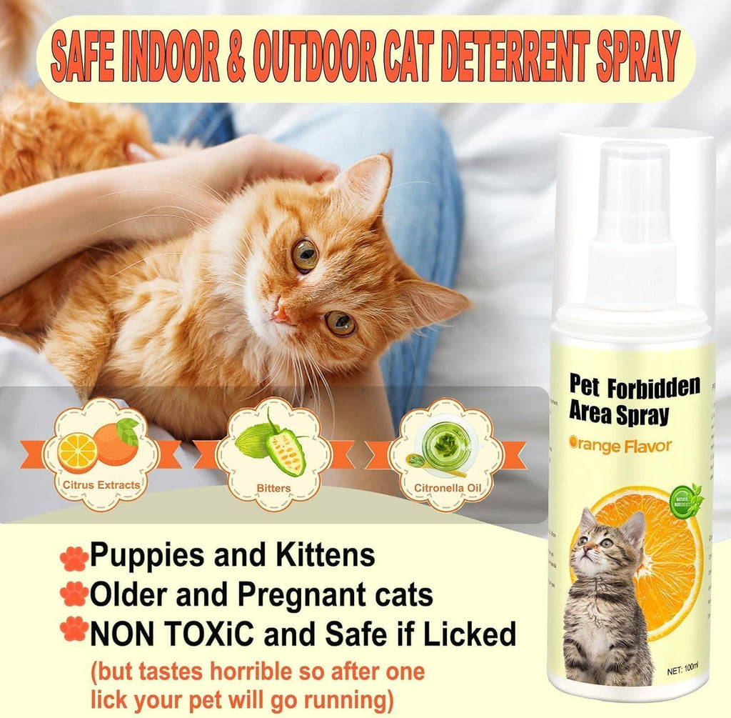 Natural plant-based cat repellent spray bottle.