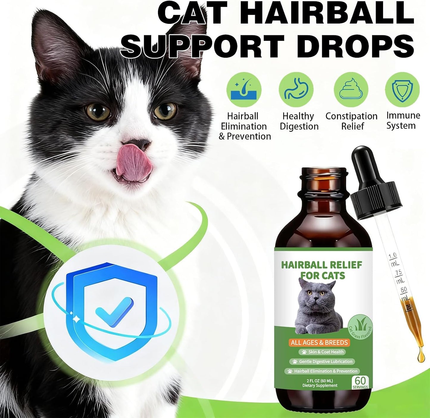 Derggzey cat hairball remedy dropper showing liquid texture