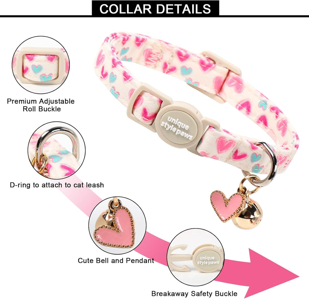 Unique Style Paws adjustable cotton cat collar displaying the engineered quick-release breakaway safety buckle closeup.