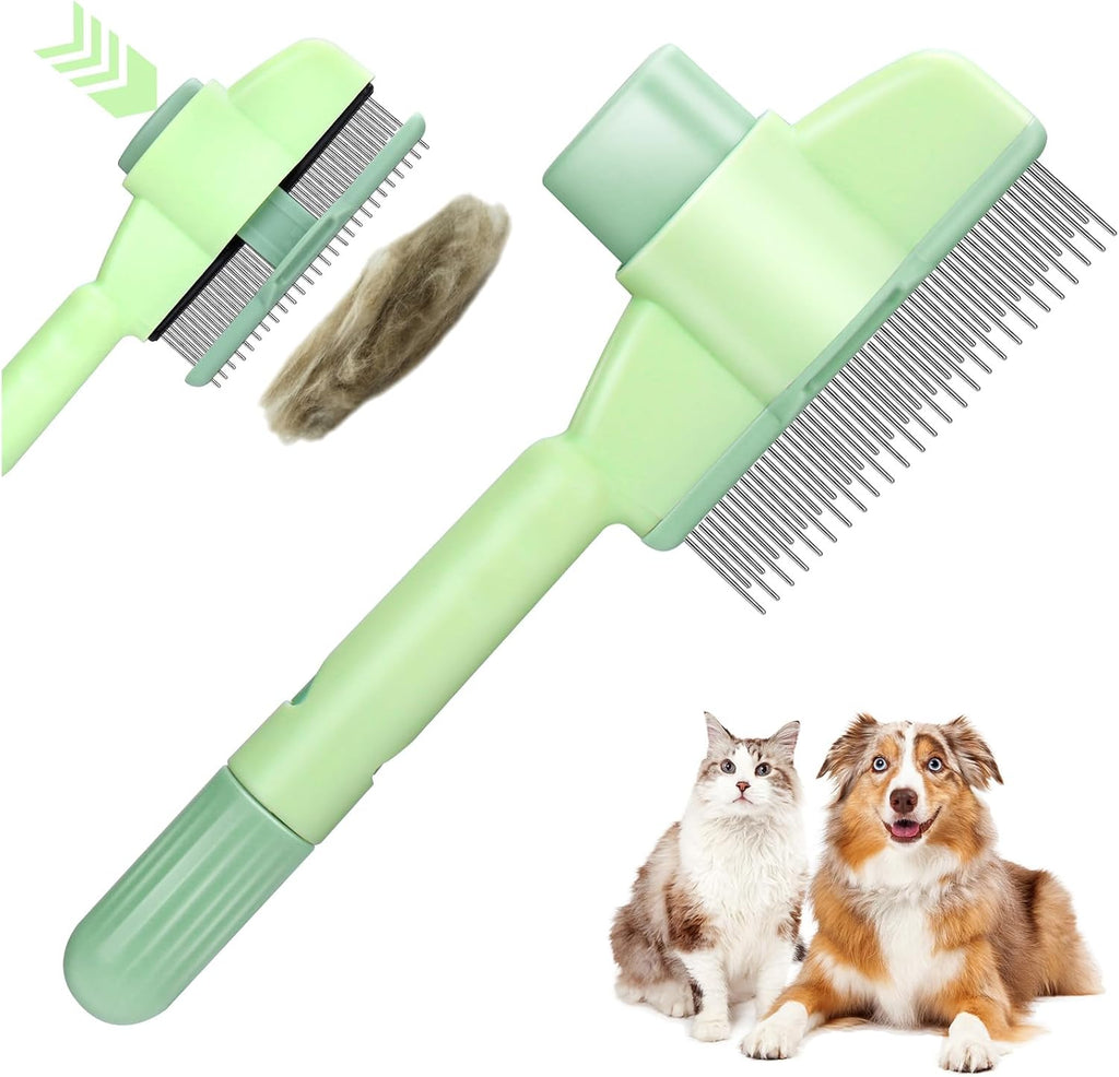 Shopvilla Xangnier pet hair removal comb front view showing self cleaning button