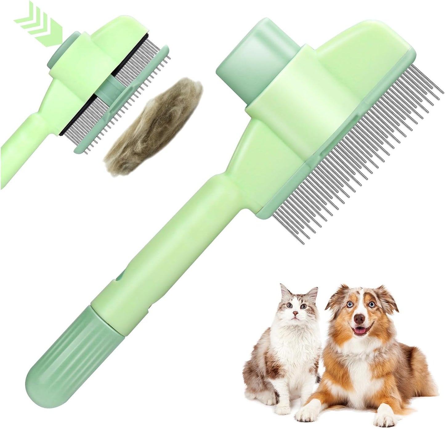 Shopvilla Xangnier pet hair removal comb front view showing self cleaning button