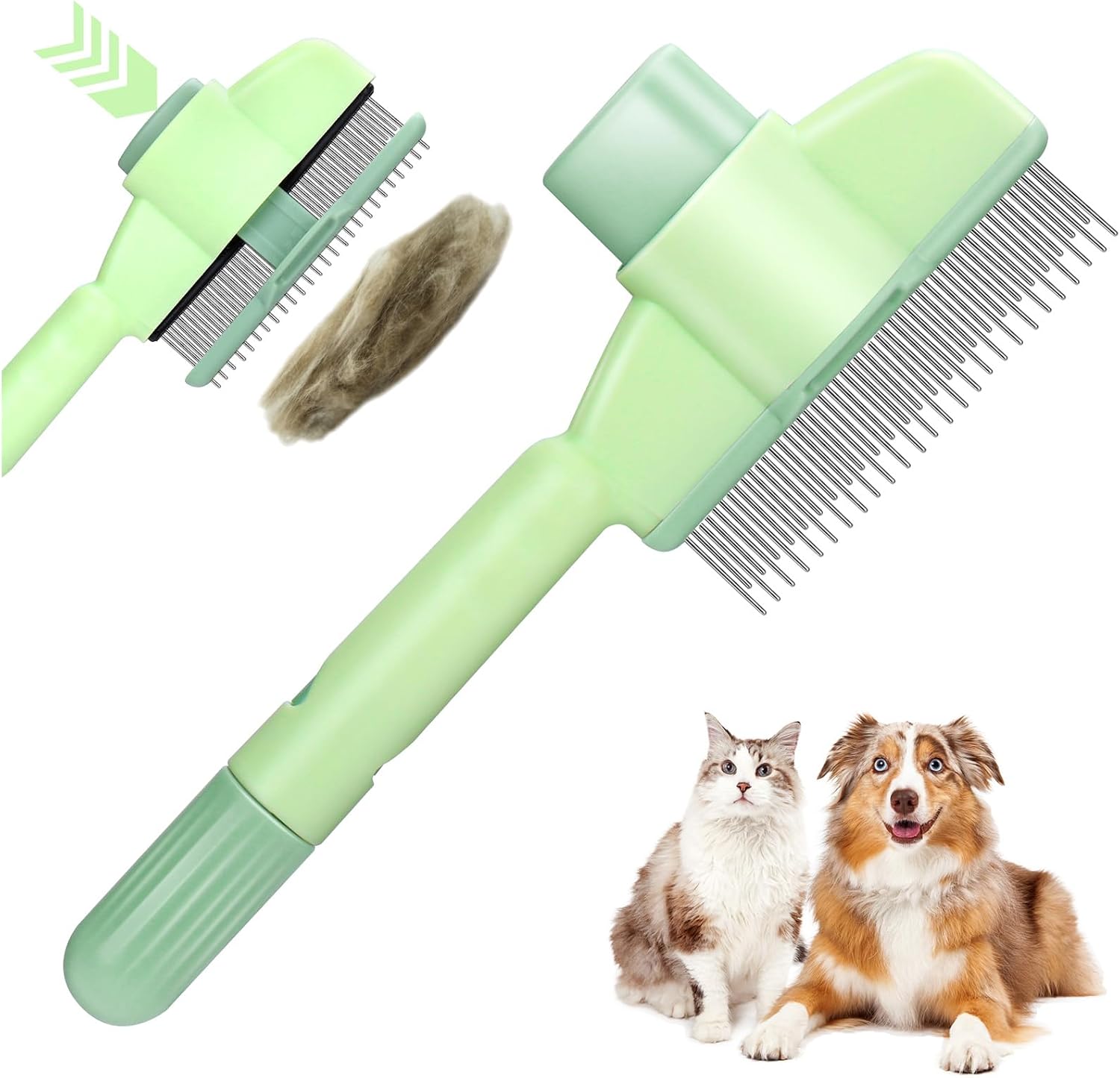 Shopvilla Xangnier pet hair removal comb front view showing self cleaning button