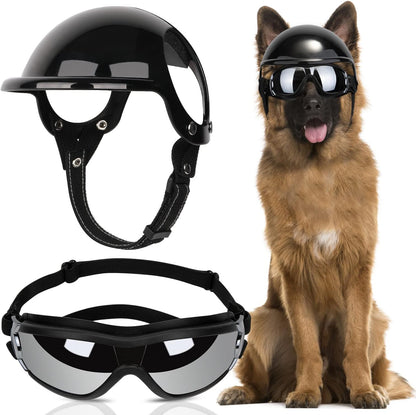 SlowTon Dog Helmet and Goggles - UV Protection Doggy Sunglasses Dog Glasses Pet Motorcycle Helmet Hat with Ear Holes Adjustable Belt Safety Hat for Small Medium Large Dogs Puppy Riding (Black, S) - Image 10