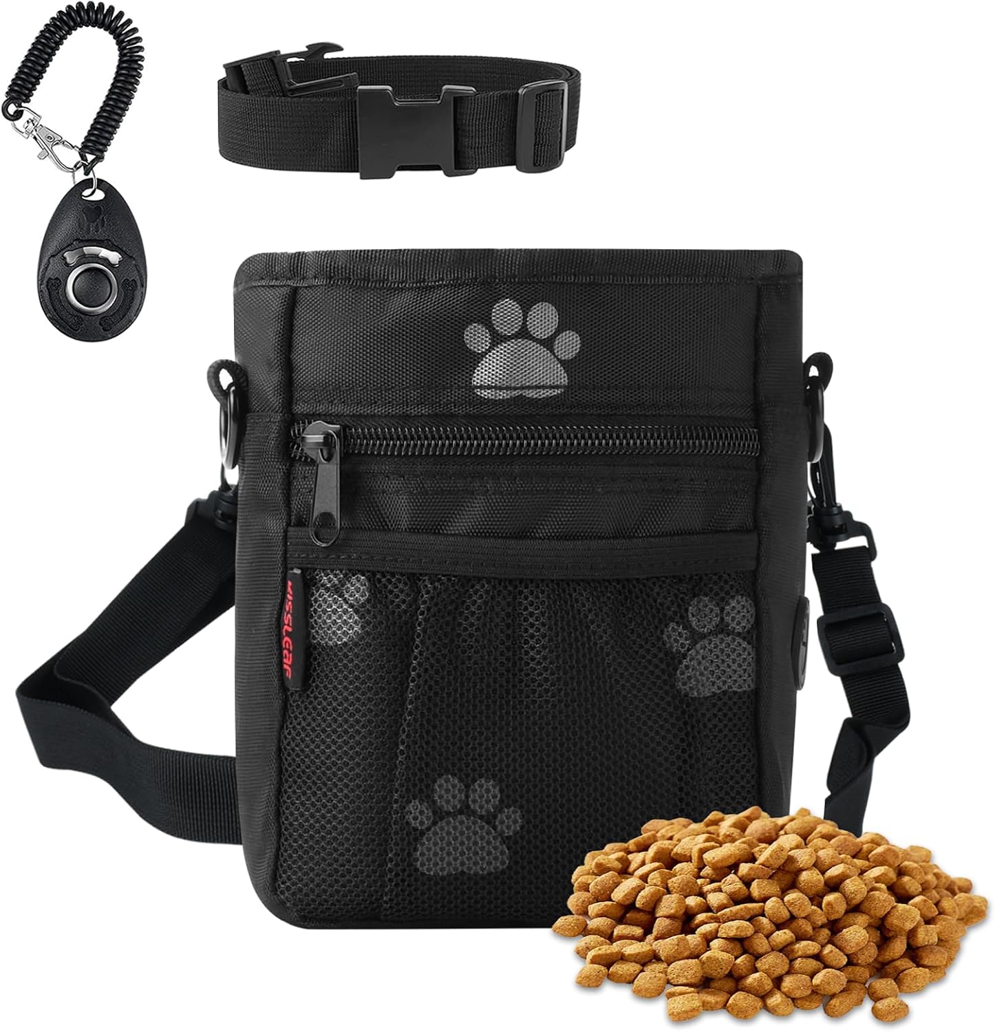 Kissleaf purple pet treat organizer filled with kibble and toys
