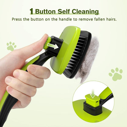 Pecute pet brush one click hair removal button retraction mechanism close up