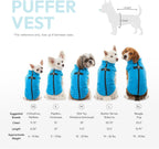 Side profile of Gooby puffer vest on small dog