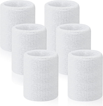 Xelsluthe white athletic wrist sweatbands front view