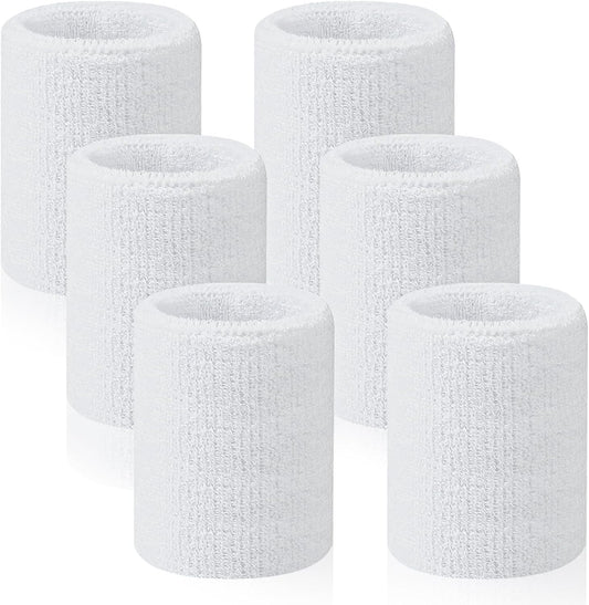 Xelsluthe white athletic wrist sweatbands front view