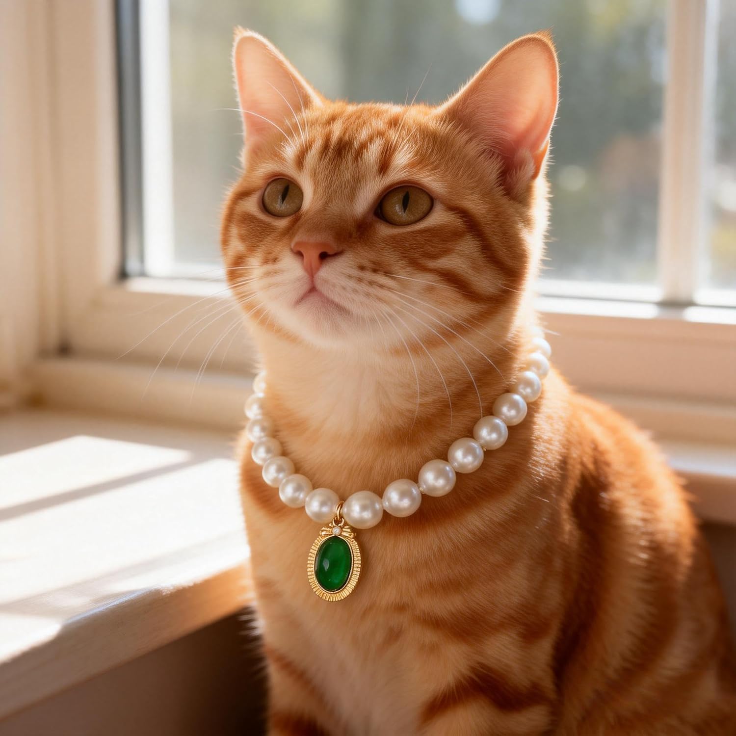 Purple and emerald green rhinestone pet necklace duo