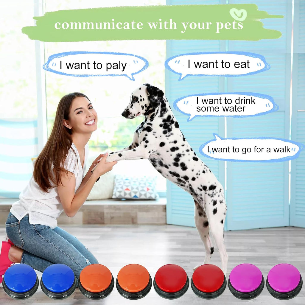 Close up of Gelabur recordable training buttons for pet communication and classroom learning games.