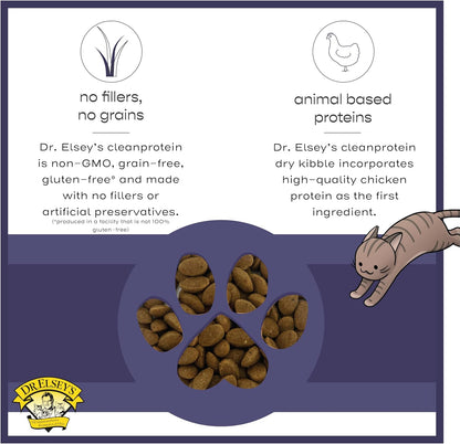 Dr. Elsey's cleanprotein chicken bites back label showing nutritional facts and ingredients.