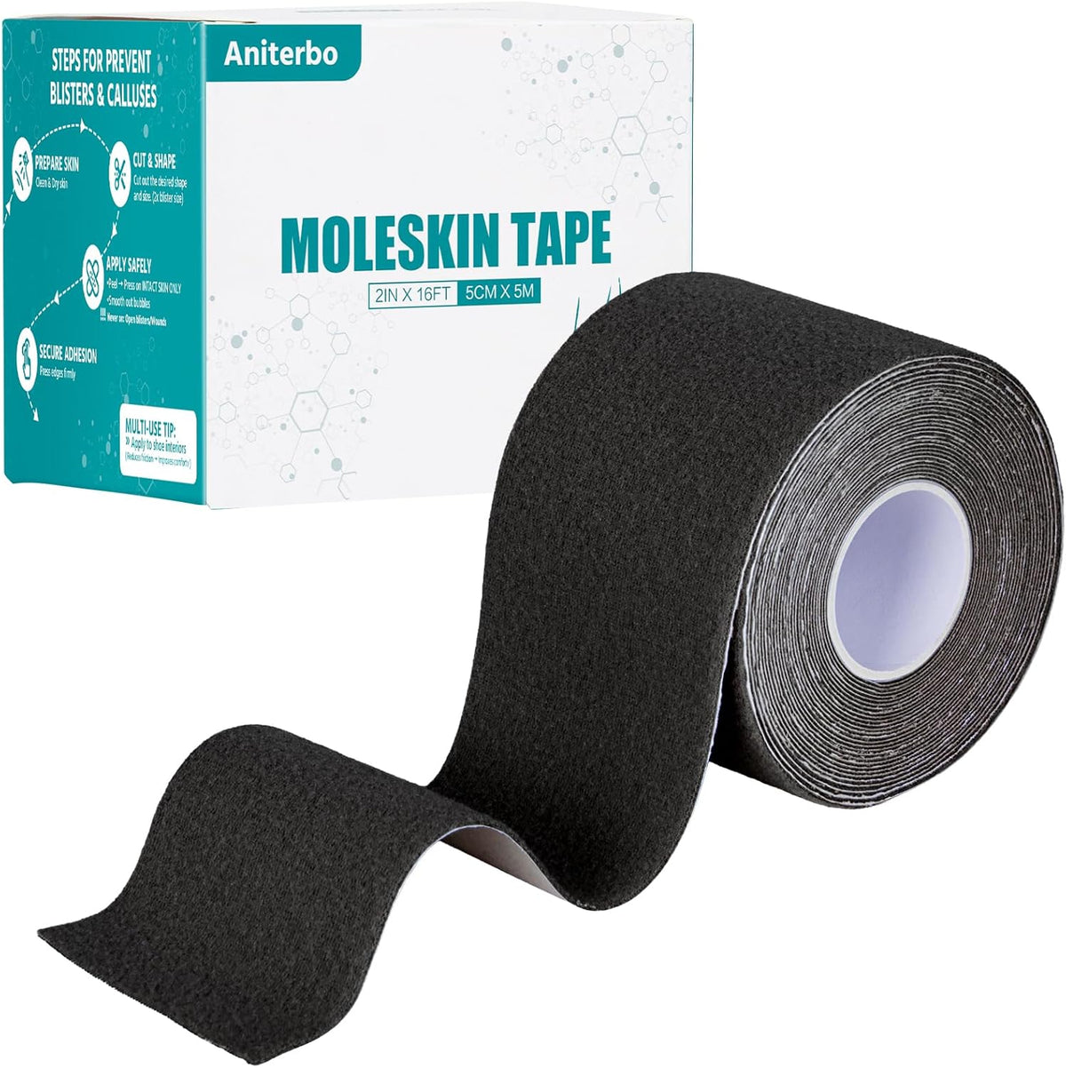 Aniterbo Moleskin Adhesive Tape Roll front view for blister prevention.