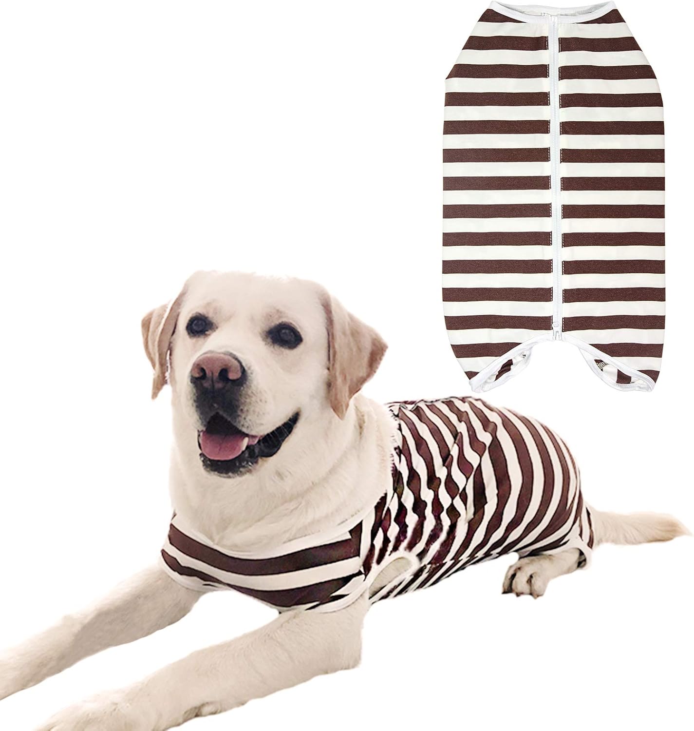 Dog's Recovery Suit Post Surgery Shirt for Puppy, Wound Protective Clothes for Little Animals Dogs Cats (Pink White Stripe-s) - Image 12