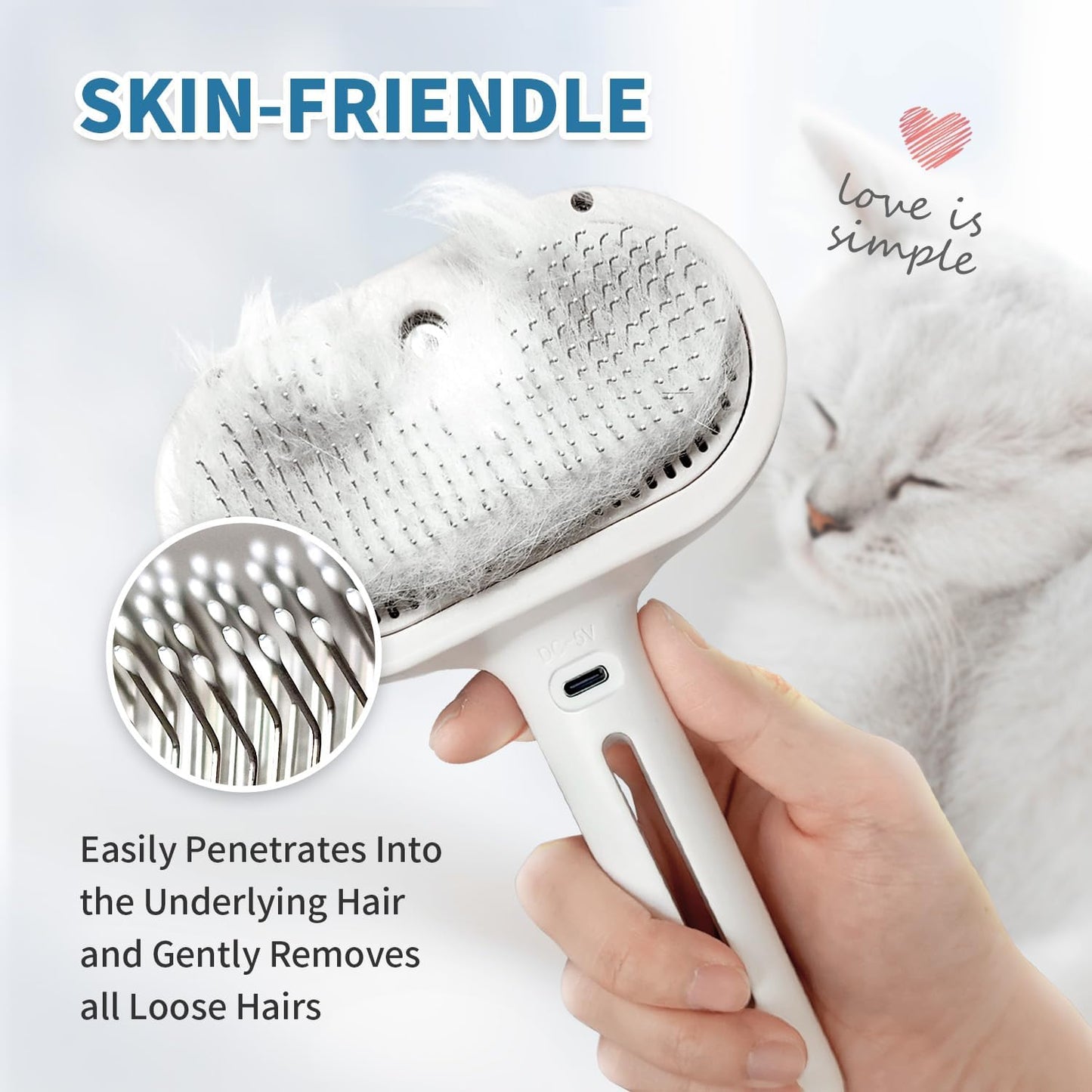 HeroKitty anti static pet grooming tool being used on a long hair cat