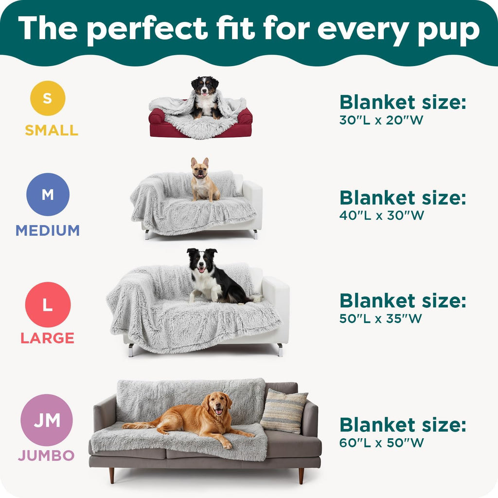 Furhaven washable pet furniture protector blanket showing waterproof velvet side