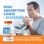 Side view of Doctor's Best High Absorption CoQ10 showing usage instructions and dosage details