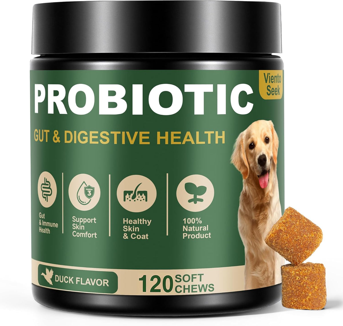 Probiotics for Dogs - Dog Probiotics for Yeast, Itchy Skin and Itchy Ears, Digestive Health, Diarrhea Relief, Gut & Immune Support - with 7 Enzymes, 3 Prebiotics & Omega-3 (Duck 30ct) - Image 9