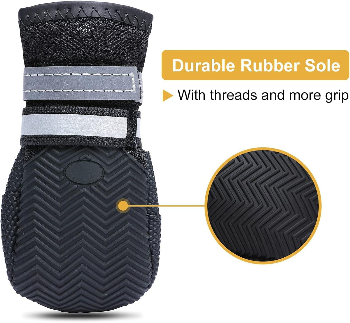 Side profile of Dimicoo paw protector showing reflective strap