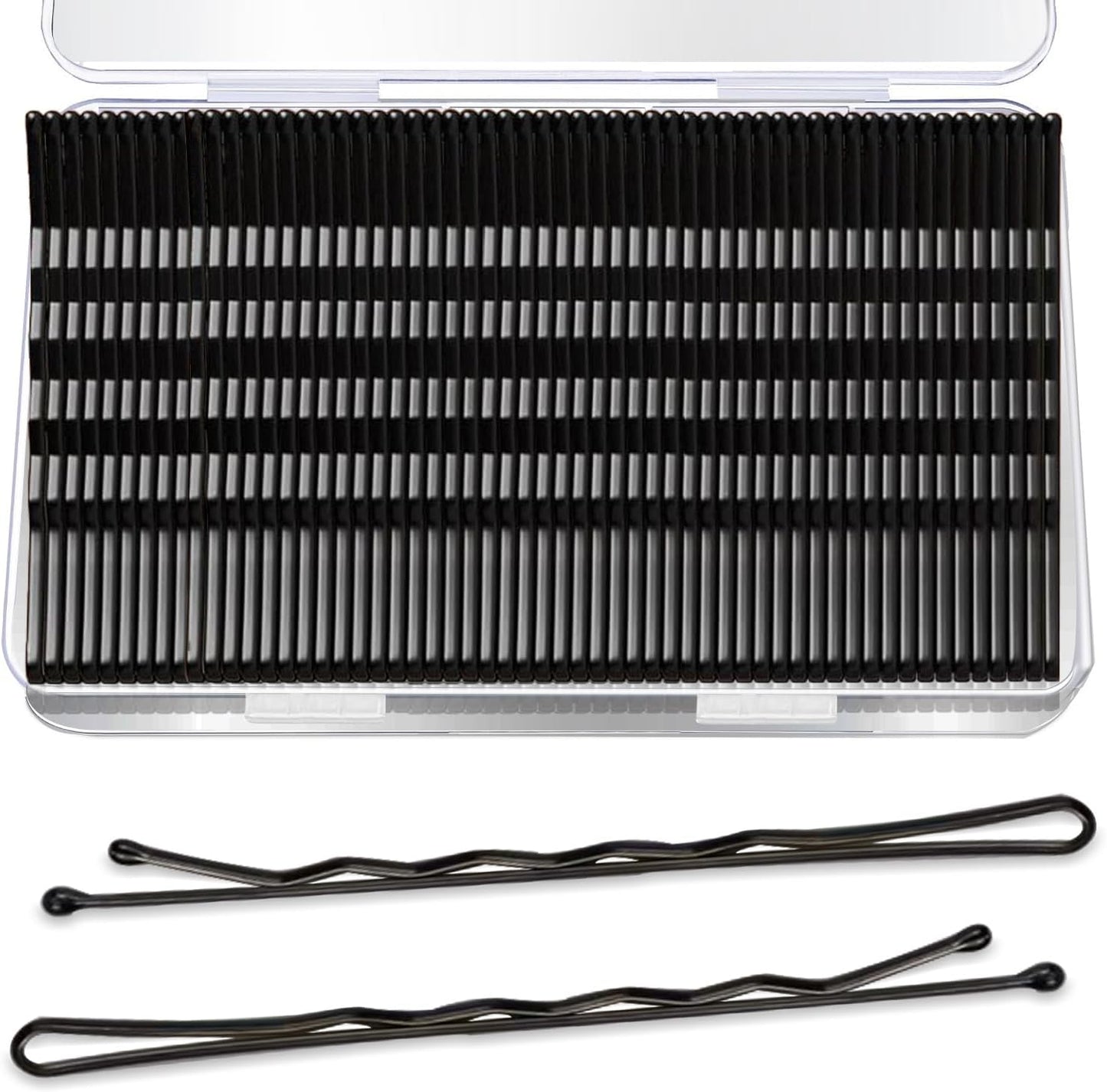 AITRAI large bobby pins black jumbo pack front view in clear storage box