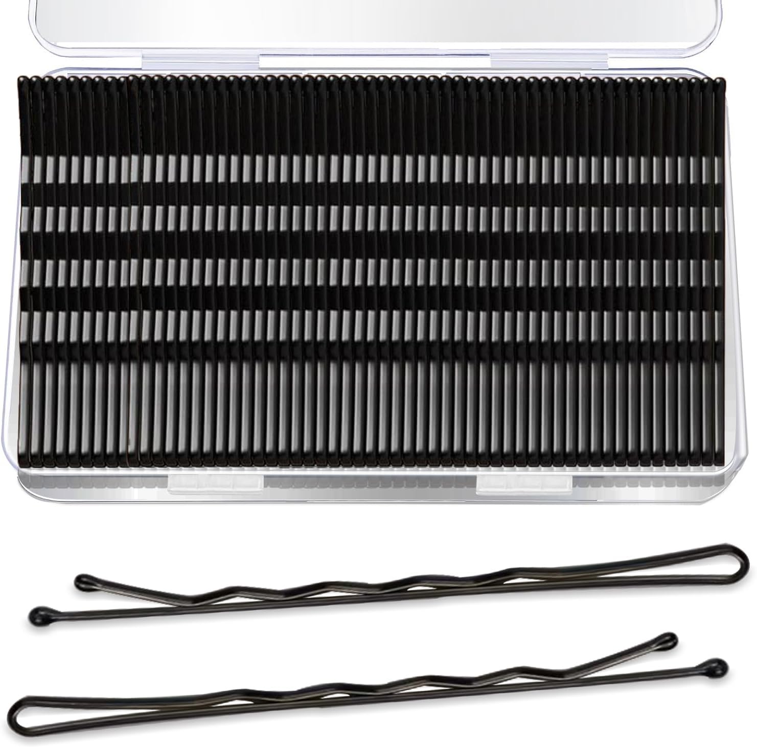 AITRAI large bobby pins black jumbo pack front view in clear storage box