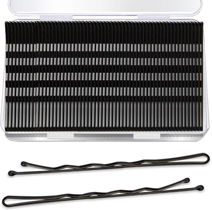 AITRAI large bobby pins black jumbo pack front view in clear storage box