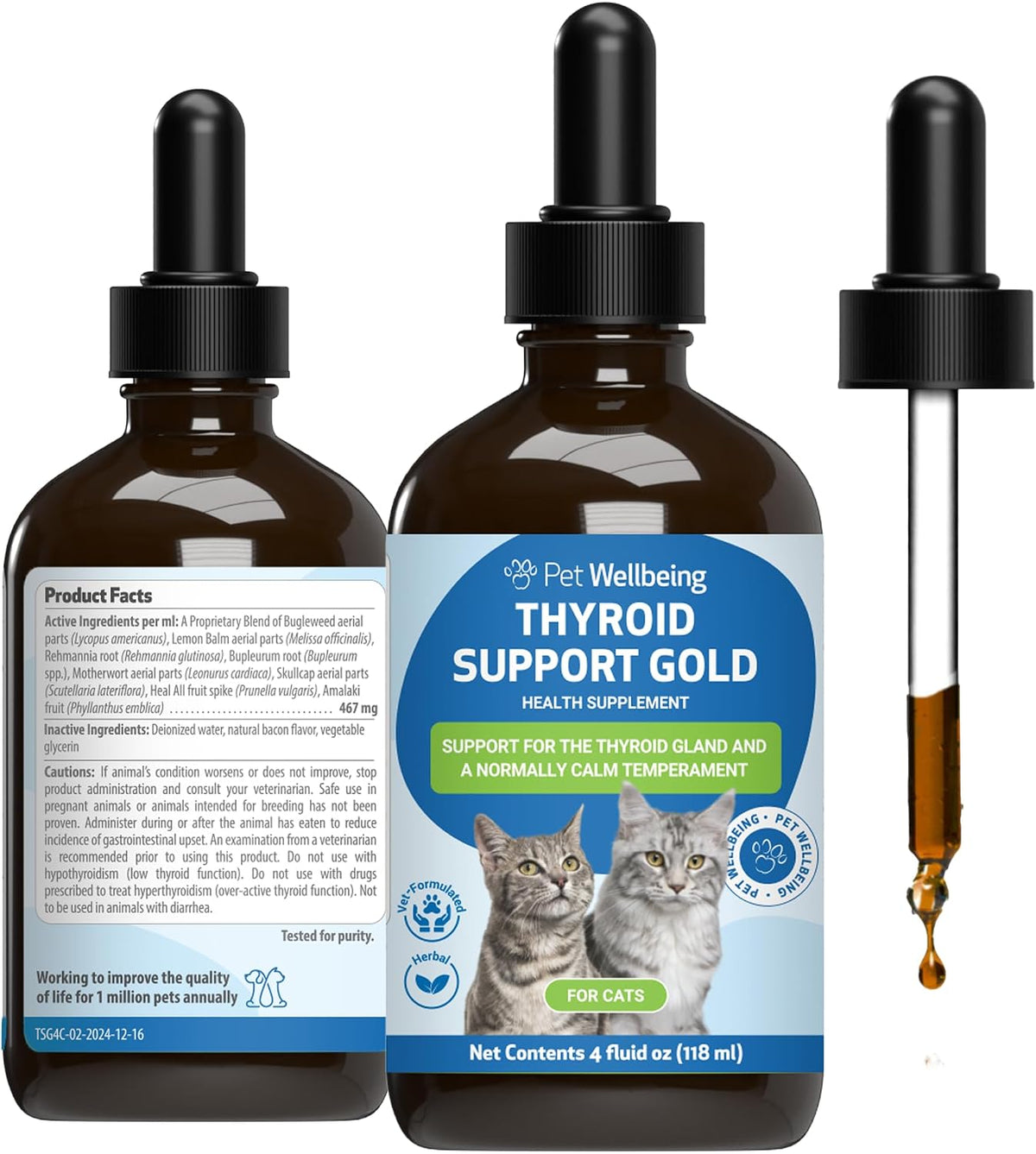 Pet Wellbeing Thyroid Support Gold for Cats - Holistic Thyroid Balance with Bugleweed & Lemon Balm, Feline Metabolic Health Supplement - NASC Certified & Vet-Formulated - 2 oz Liquid Formula - Image 10