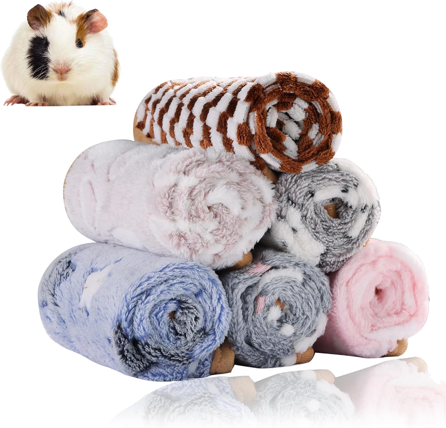 Grddaef 6-piece guinea pig fleece blanket set front view