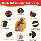 Pelto red and black service dog harness showing the top control handle and D ring.