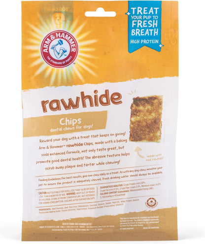 Real dog rawhide chips with baking soda for fresh dog breath