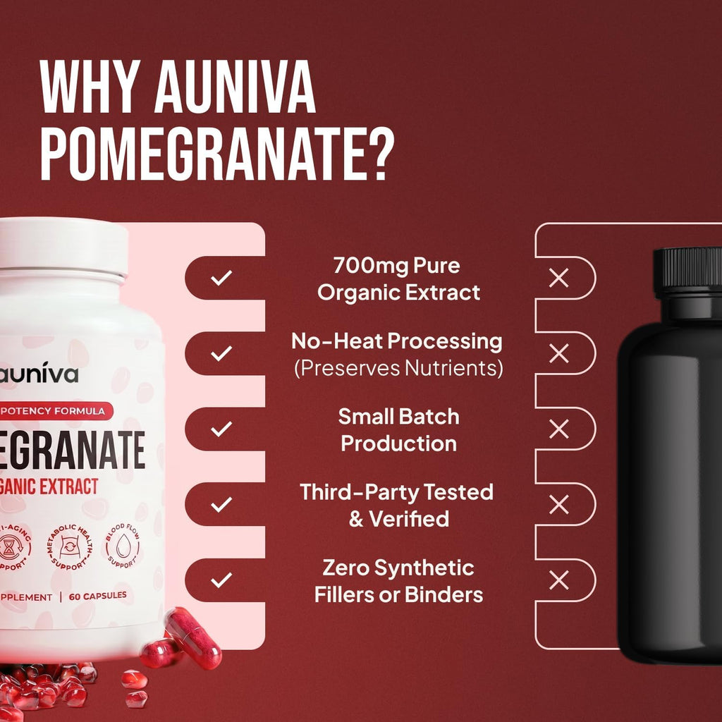 Organic Pomegranate Capsules 700mg - Pomegranate Fruit Extract Supplement - Organic Pomegranate Extract for Antioxidant, Heart & Energy Support - Ancient Wellness Formula - 60 Capsules - Image 5