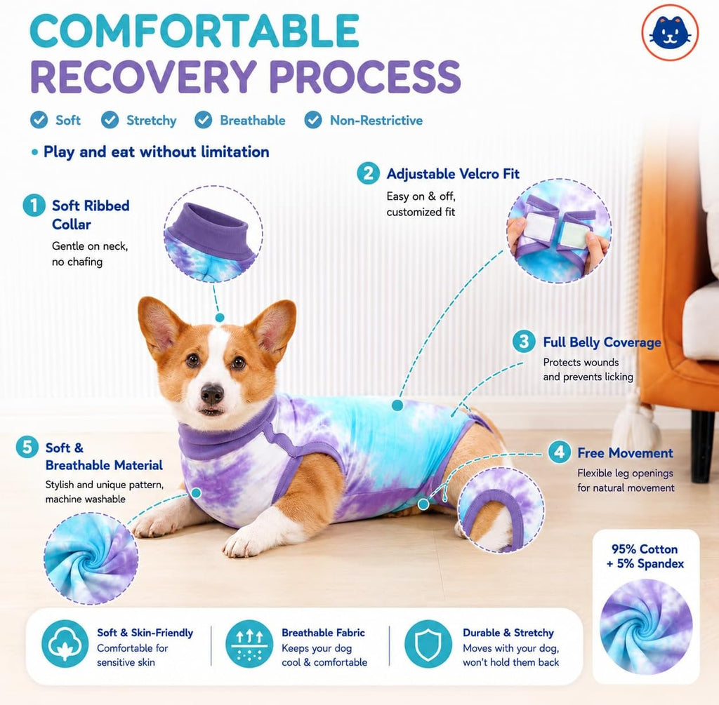Torjoy dog surgical suit showing tailored opening for males