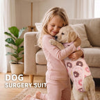 Small pink dog surgical shirt back view