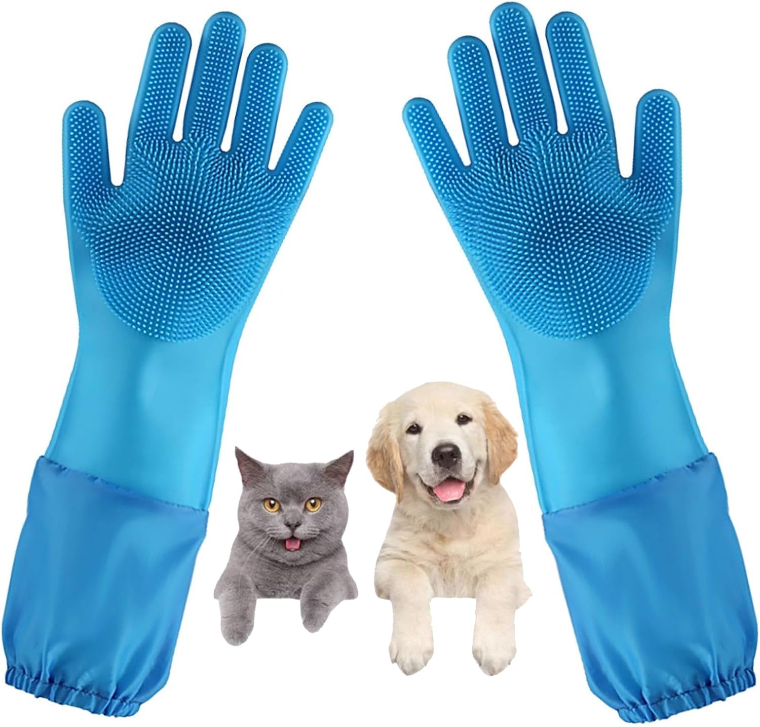Galyna heat-resistant pet grooming gloves in gray