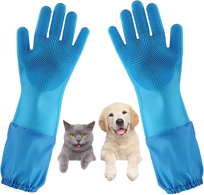 Galyna heat-resistant pet grooming gloves in gray